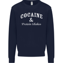 Cocaine and Protein Shakes Gym Drugs Funny Mens Sweatshirt Jumper Navy Blue