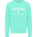 Cocaine and Protein Shakes Gym Drugs Funny Mens Sweatshirt Jumper Peppermint