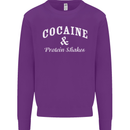 Cocaine and Protein Shakes Gym Drugs Funny Mens Sweatshirt Jumper Purple