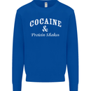 Cocaine and Protein Shakes Gym Drugs Funny Mens Sweatshirt Jumper Royal Blue