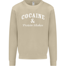 Cocaine and Protein Shakes Gym Drugs Funny Mens Sweatshirt Jumper Sand