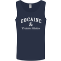 Cocaine and Protein Shakes Gym Drugs Funny Mens Vest Tank Top Navy Blue