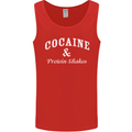 Cocaine and Protein Shakes Gym Drugs Funny Mens Vest Tank Top Red