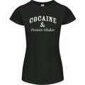 Cocaine and Protein Shakes Gym Drugs Funny Womens Petite Cut T-Shirt Black