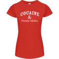 Cocaine and Protein Shakes Gym Drugs Funny Womens Petite Cut T-Shirt Red