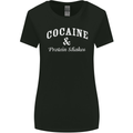 Cocaine and Protein Shakes Gym Drugs Funny Womens Wider Cut T-Shirt Black