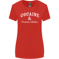 Cocaine and Protein Shakes Gym Drugs Funny Womens Wider Cut T-Shirt Red