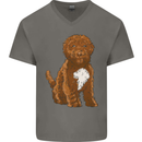 Cockapoo Dog Mens V-Neck Cotton T-Shirt Charcoal