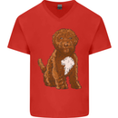 Cockapoo Dog Mens V-Neck Cotton T-Shirt Red