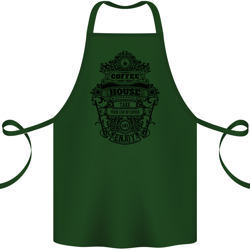 Coffee House Cotton Apron 100% Organic Forest Green