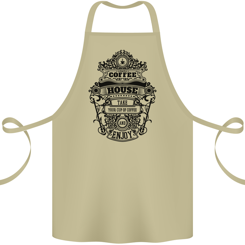 Coffee House Cotton Apron 100% Organic Khaki