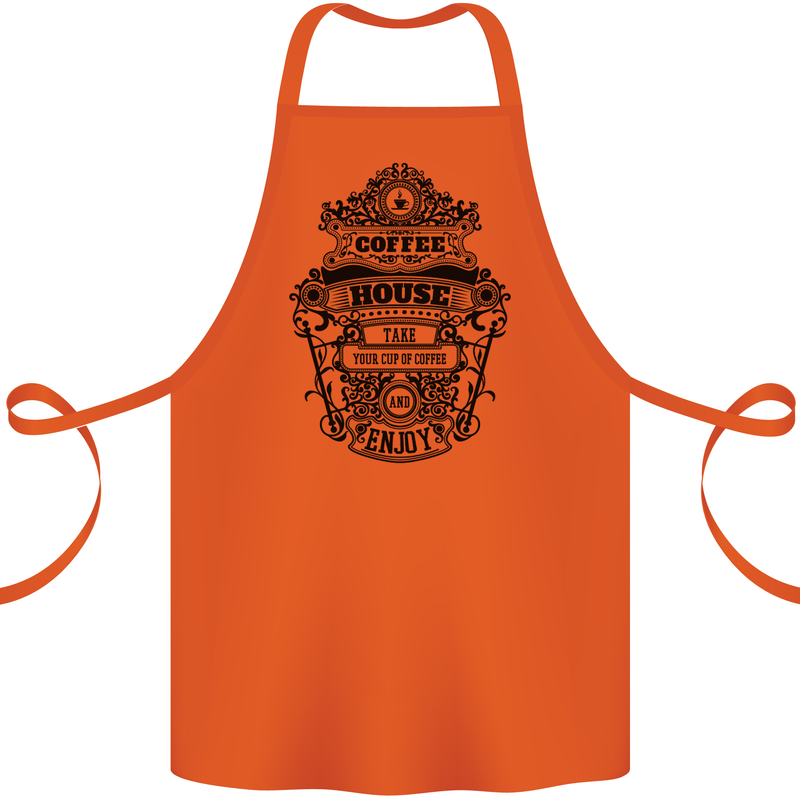 Coffee House Cotton Apron 100% Organic Orange