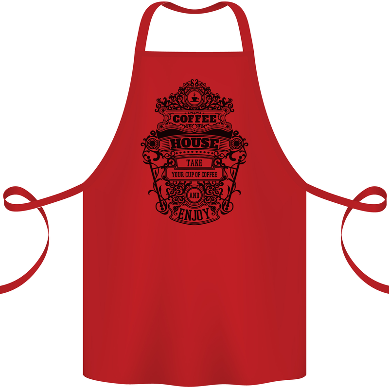 Coffee House Cotton Apron 100% Organic Red