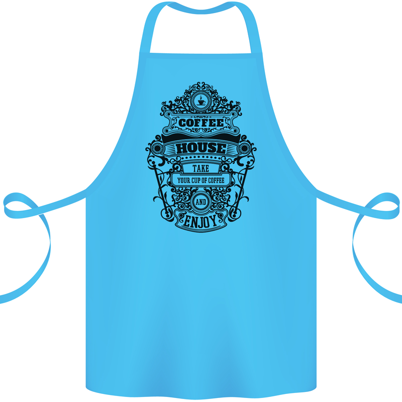 Coffee House Cotton Apron 100% Organic Turquoise