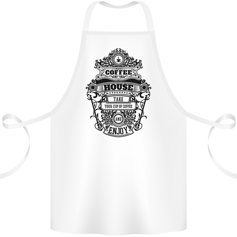 Coffee House Cotton Apron 100% Organic White