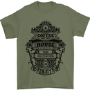 Coffee House Mens T-Shirt Cotton Gildan Military Green