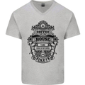 Coffee House Mens V-Neck Cotton T-Shirt Sports Grey