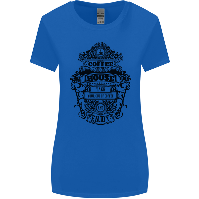 Coffee House Womens Wider Cut T-Shirt Royal Blue