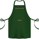 Coffee I Run On Caffeine and Chaos Funny Cotton Apron 100% Organic Forest Green