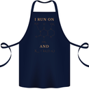 Coffee I Run On Caffeine and Chaos Funny Cotton Apron 100% Organic Navy Blue