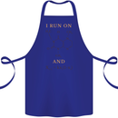 Coffee I Run On Caffeine and Chaos Funny Cotton Apron 100% Organic Royal Blue