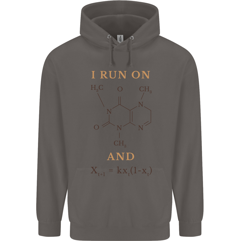 Coffee I Run On Caffeine and Chaos Funny Mens 80% Cotton Hoodie Charcoal