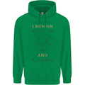 Coffee I Run On Caffeine and Chaos Funny Mens 80% Cotton Hoodie Irish Green