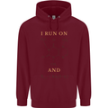 Coffee I Run On Caffeine and Chaos Funny Mens 80% Cotton Hoodie Maroon
