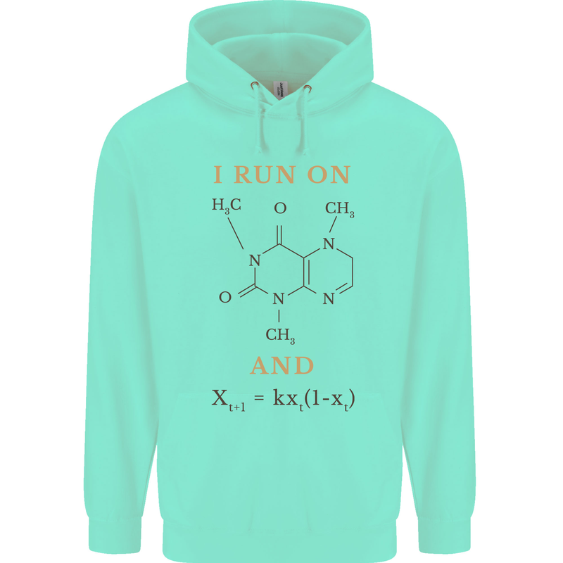Coffee I Run On Caffeine and Chaos Funny Mens 80% Cotton Hoodie Peppermint