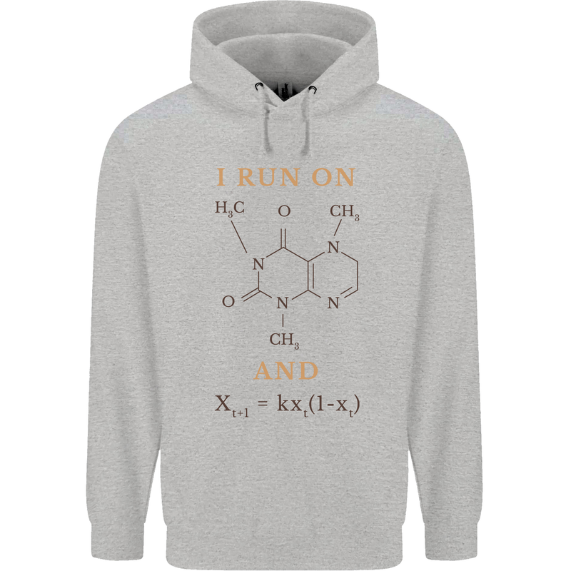 Coffee I Run On Caffeine and Chaos Funny Mens 80% Cotton Hoodie Sports Grey