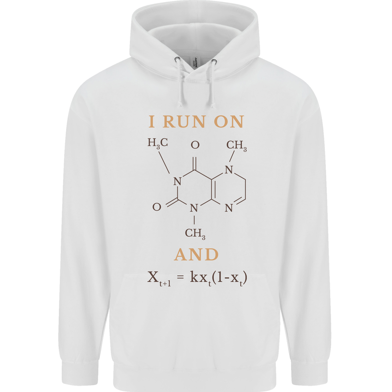 Coffee I Run On Caffeine and Chaos Funny Mens 80% Cotton Hoodie White