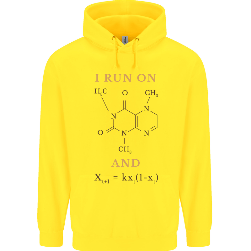 Coffee I Run On Caffeine and Chaos Funny Mens 80% Cotton Hoodie Yellow