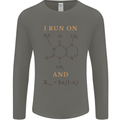 Coffee I Run On Caffeine and Chaos Funny Mens Long Sleeve T-Shirt Charcoal