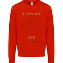 Coffee I Run On Caffeine and Chaos Funny Mens Sweatshirt Jumper Bright Red