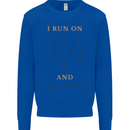 Coffee I Run On Caffeine and Chaos Funny Mens Sweatshirt Jumper Royal Blue