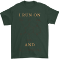 Coffee I Run On Caffeine and Chaos Funny Mens T-Shirt Cotton Gildan Forest Green