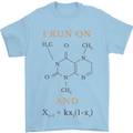 Coffee I Run On Caffeine and Chaos Funny Mens T-Shirt Cotton Gildan Light Blue