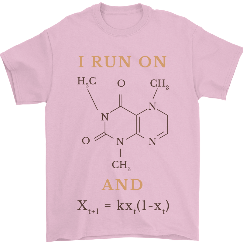 Coffee I Run On Caffeine and Chaos Funny Mens T-Shirt Cotton Gildan Light Pink