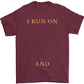 Coffee I Run On Caffeine and Chaos Funny Mens T-Shirt Cotton Gildan Maroon