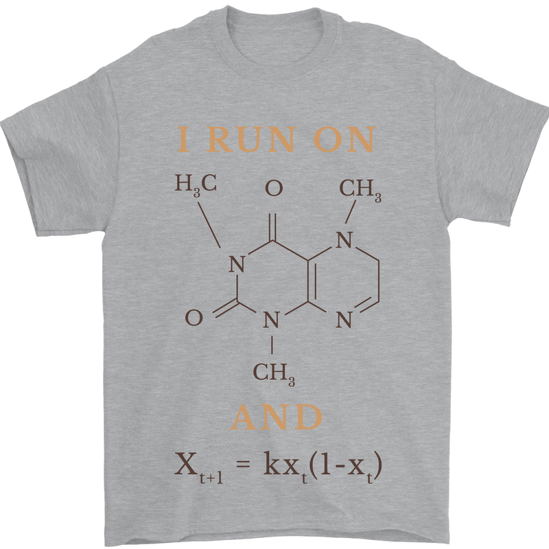 Coffee I Run On Caffeine and Chaos Funny Mens T-Shirt Cotton Gildan Sports Grey