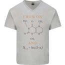 Coffee I Run On Caffeine and Chaos Funny Mens V-Neck Cotton T-Shirt Sports Grey
