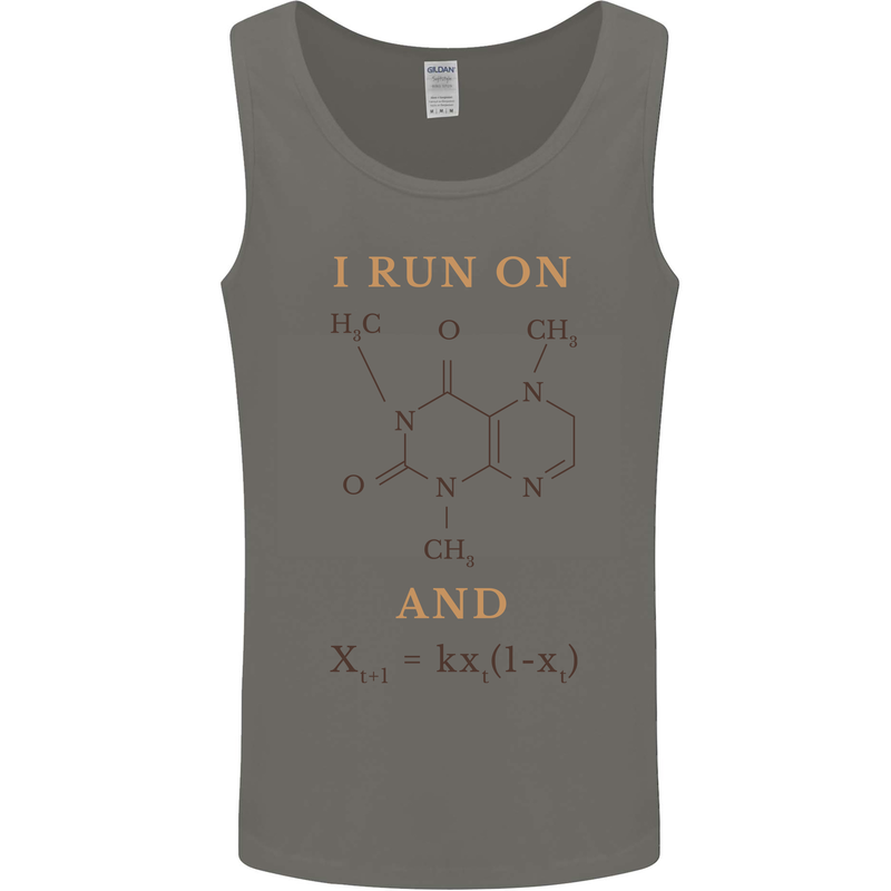 Coffee I Run On Caffeine and Chaos Funny Mens Vest Tank Top Charcoal
