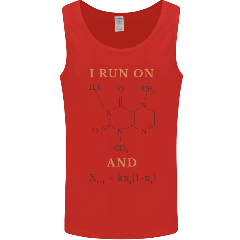 Coffee I Run On Caffeine and Chaos Funny Mens Vest Tank Top Red