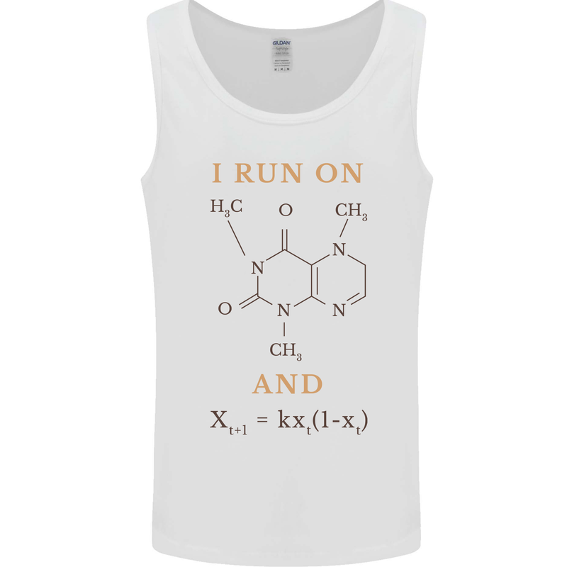 Coffee I Run On Caffeine and Chaos Funny Mens Vest Tank Top White