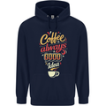 Coffee Is Always a Good Idea Funny Mens 80% Cotton Hoodie Navy Blue