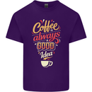 Coffee Is Always a Good Idea Funny Mens Cotton T-Shirt Tee Top Purple