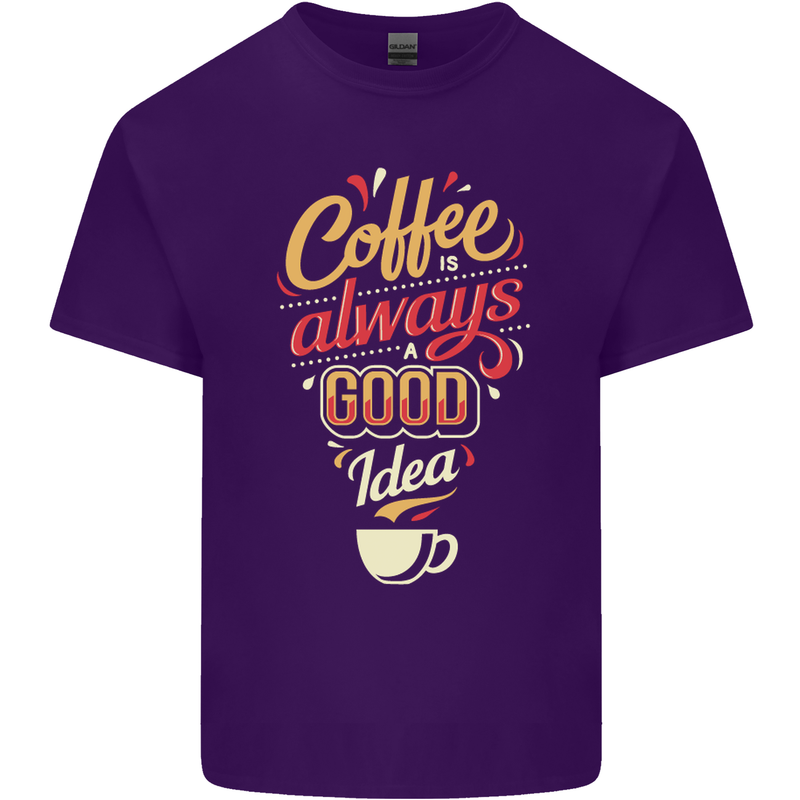 Coffee Is Always a Good Idea Funny Mens Cotton T-Shirt Tee Top Purple