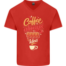 Coffee Is Always a Good Idea Funny Mens V-Neck Cotton T-Shirt Red