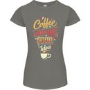 Coffee Is Always a Good Idea Funny Womens Petite Cut T-Shirt Charcoal