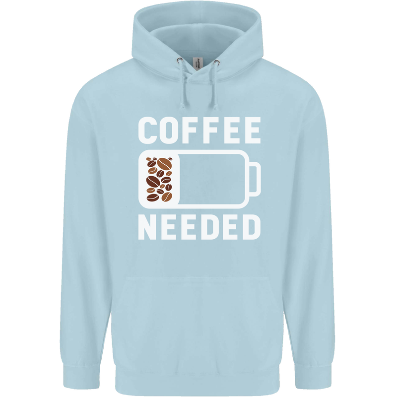 Coffee Needed Funny Addict Childrens Kids Hoodie Light Blue